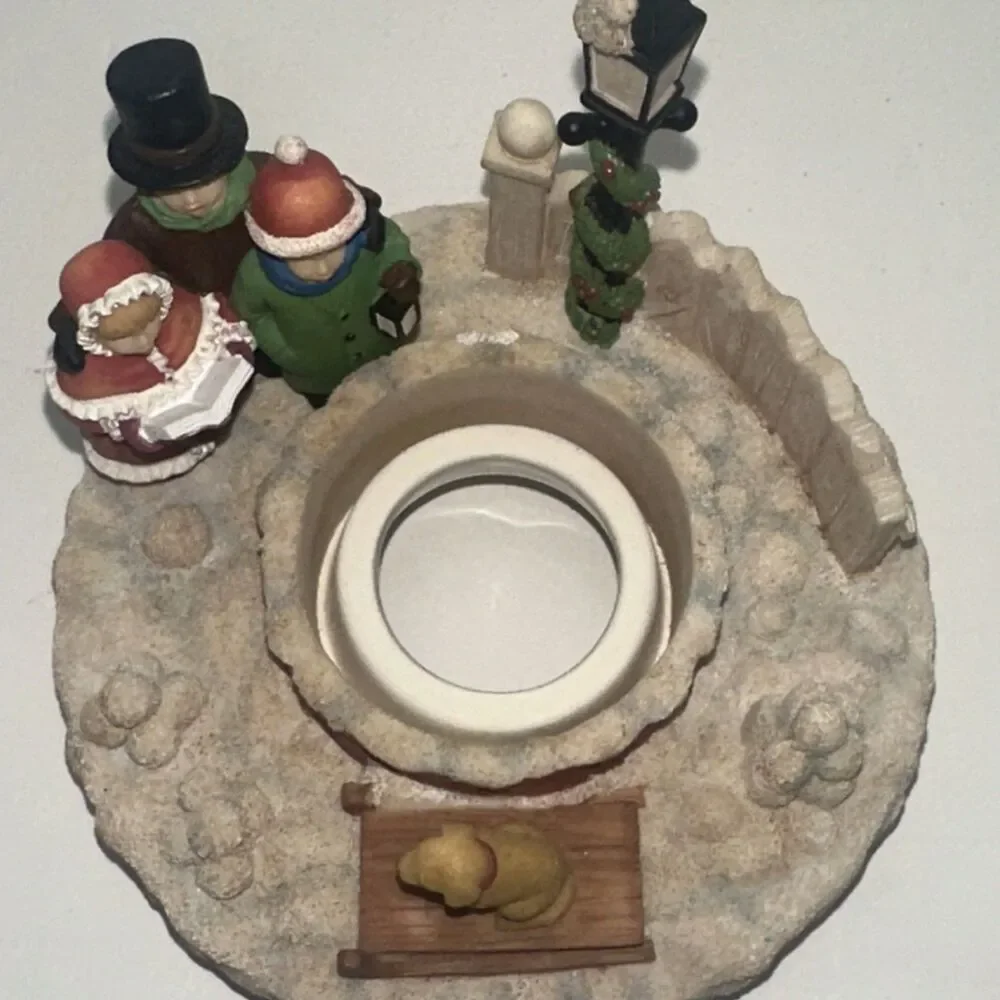 Our America Jar Candle Topper Capper Christmas Carolers Dog Yankee Candle Winter